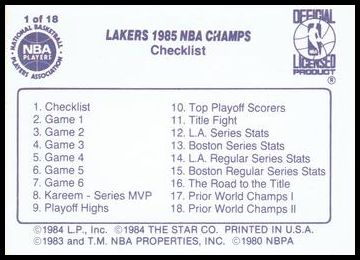 1985-86 Star Lakers Champs